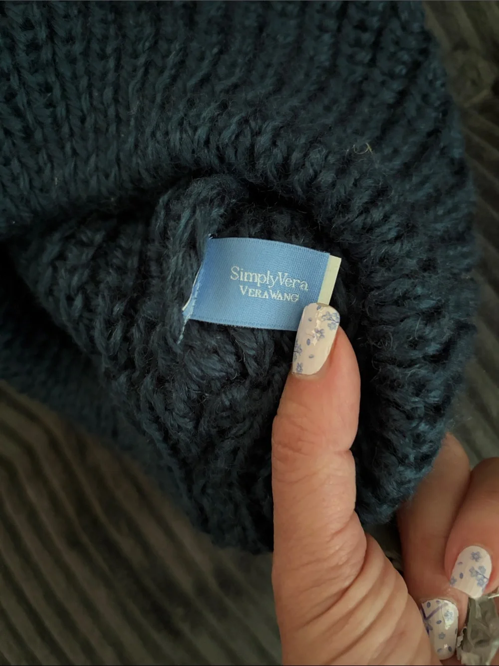 Simply Vera Vera Wang Navy Knit Beanie Hat